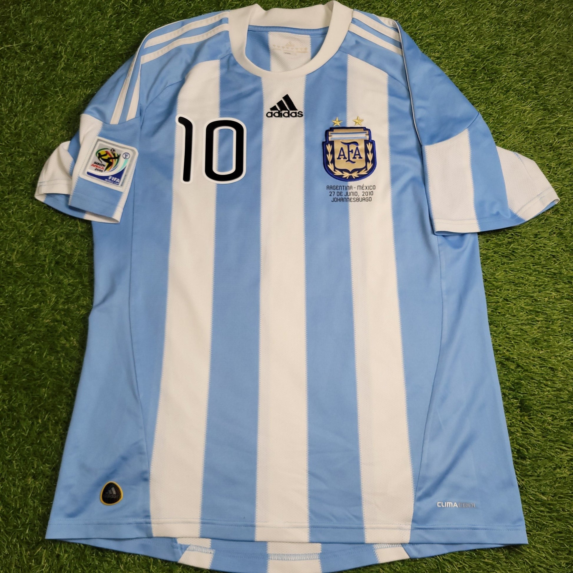 Messi Argentina 2010 WORLD CUP Home Soccer Jersey Shirt M SKU P79919 Adidas