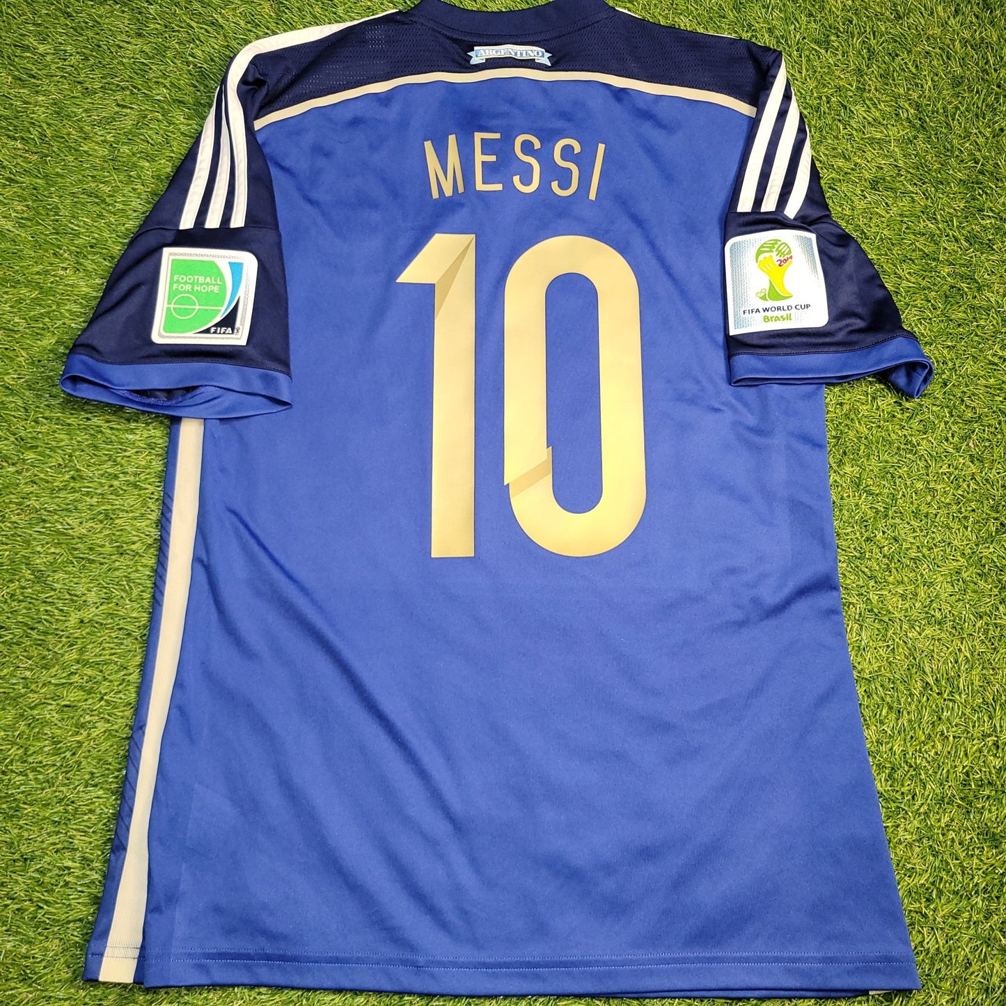 Messi Argentina 2014 WORLD CUP FINAL Away Soccer Jersey Shirt M SKU G75187 Adidas