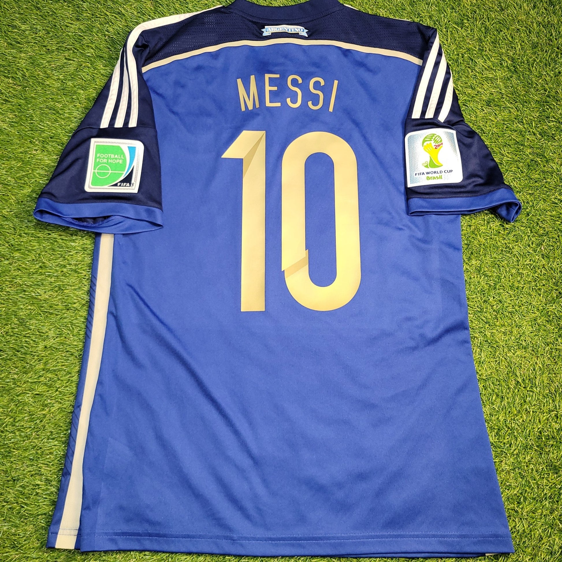Messi Argentina 2014 WORLD CUP FINAL Away Soccer Jersey Shirt M SKU G75187 Adidas