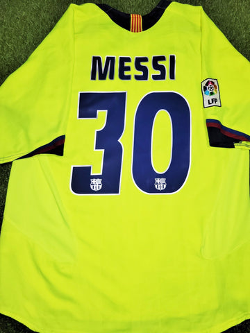 Messi Barcelona 2005 2006 Away Soccer Jersey Shirt L SKU# 195971 Nike