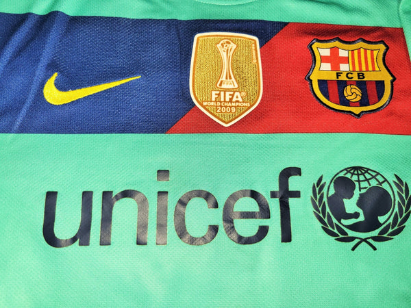 Messi Barcelona 2010 2011 Green Away Jersey Shirt M SKU# 382358-310 Nike