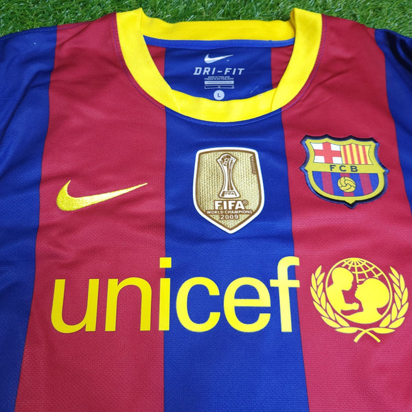 Messi Barcelona 2010 2011 Home Soccer Jersey Shirt L SKU# 382354 - 488 Nike