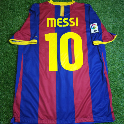 Messi Barcelona 2010 2011 Home Soccer Jersey Shirt L SKU# 382354 - 488 Nike