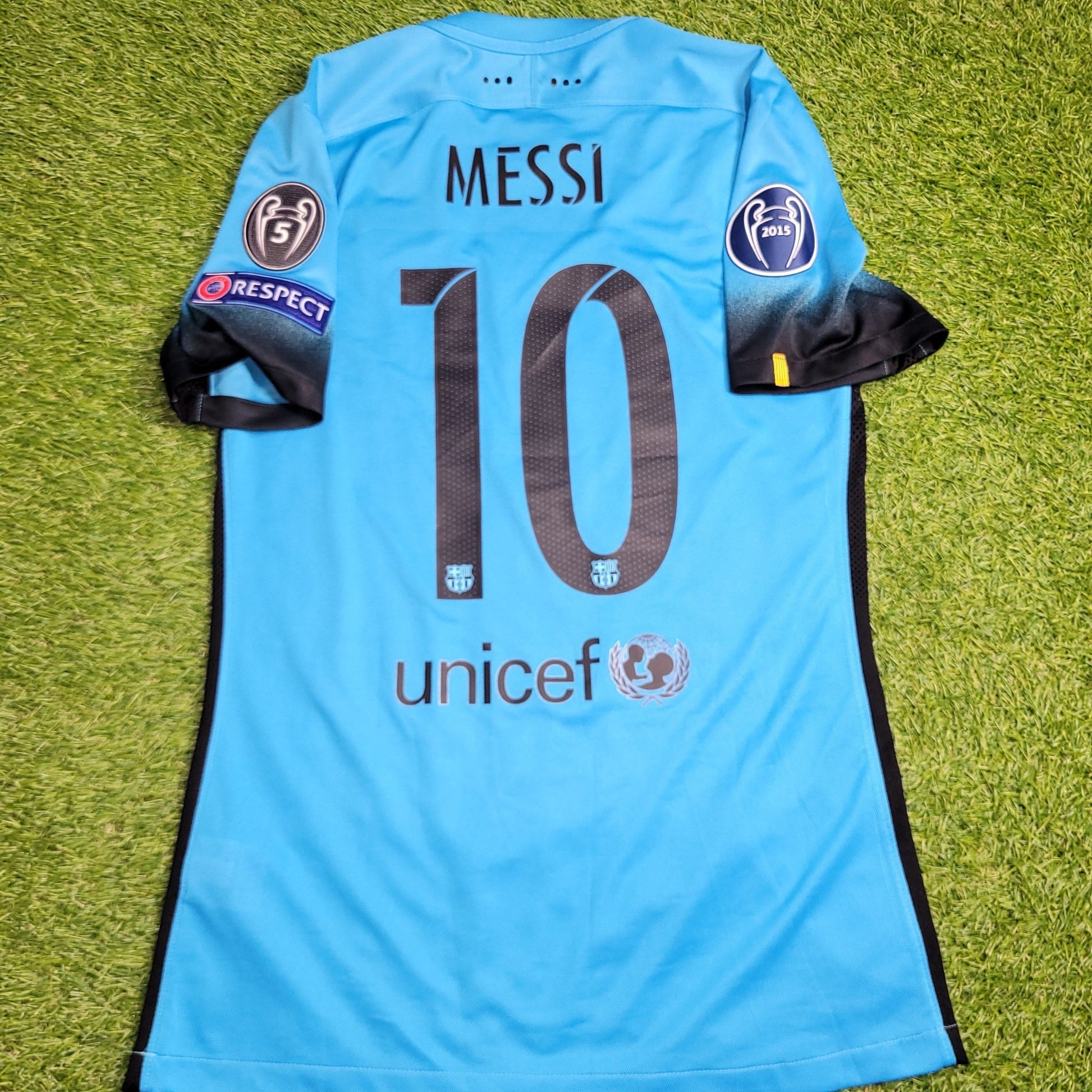 Messi Barcelona PLAYER ISSUE UEFA 2015 2016 Away Soccer Jersey M SKU# 658787 - 426 Nike