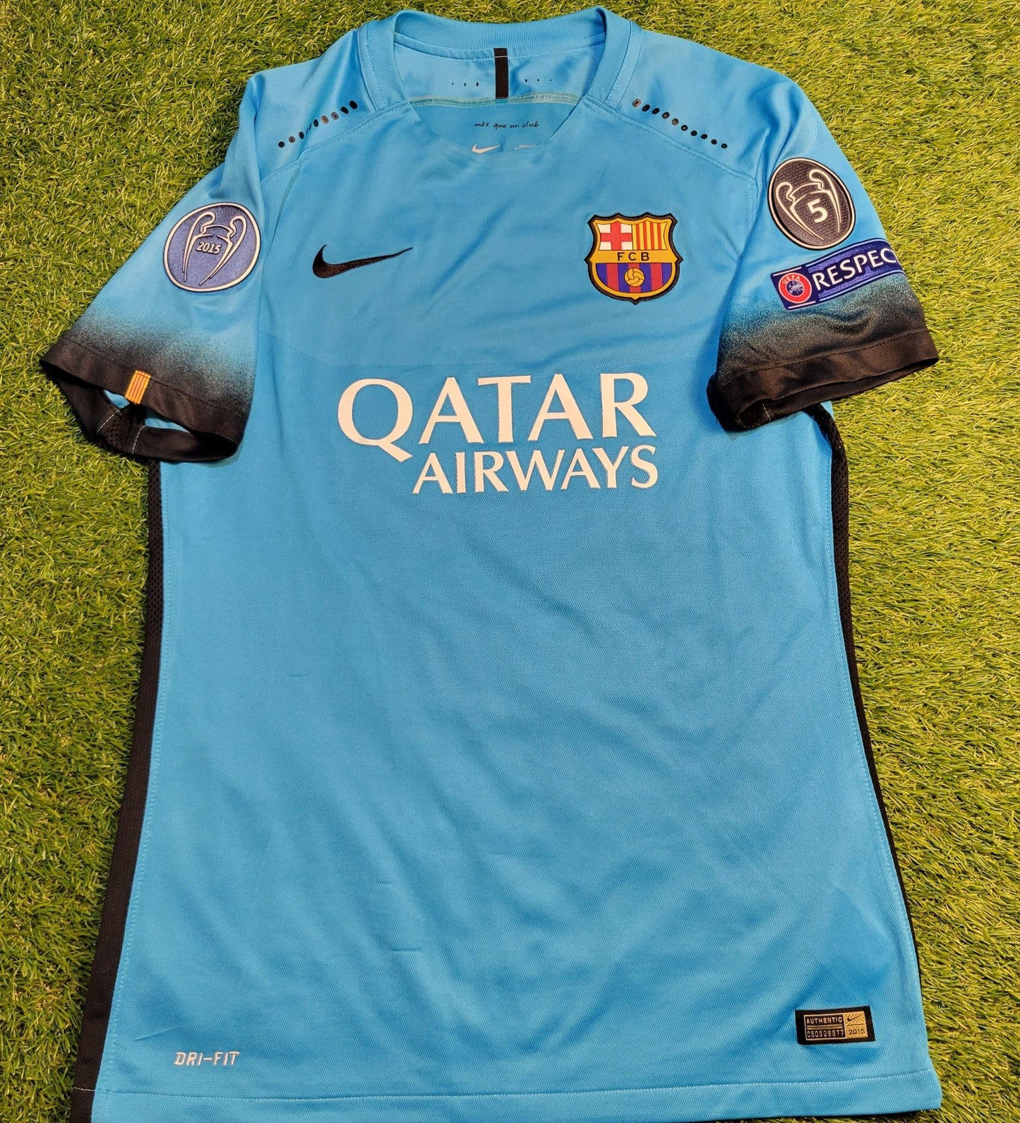 Messi Barcelona PLAYER ISSUE UEFA Third 2015 2016 Soccer Jersey L SKU# 658787 - 426 Nike