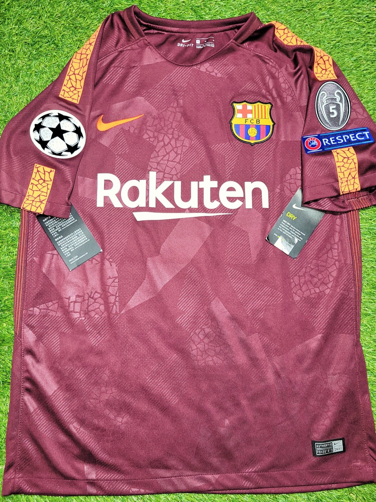 Messi Barcelona Third UEFA 2017 2018 Soccer Jersey Shirt BNWT M SKU# 847253-683 Nike