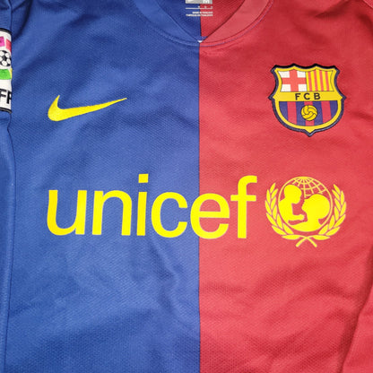 Messi Barcelona TREBLE SEASON 2008 2009 Home Long Sleeve Soccer Jersey Shirt M SKU# 286785 - 655 Nike