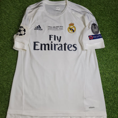 Modric Real Madrid 2015 2016 UEFA FINAL ADIZERO PLAYER ISSUE Soccer Jersey Shirt L SKU S12654 Adidas