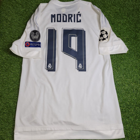 Modric Real Madrid 2015 2016 UEFA FINAL ADIZERO PLAYER ISSUE Soccer Jersey Shirt L SKU S12654 Adidas
