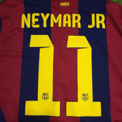 Neymar Barcelona 2014 2015 TREBLE SEASON Long Sleeve Soccer Jersey Shirt L SKU# 618737 - 422 Nike