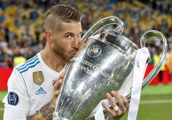 Ramos Real Madrid 2017 2018 UEFA FINAL Long Sleeve Soccer Jersey Shirt M SKU# B31106 Adidas