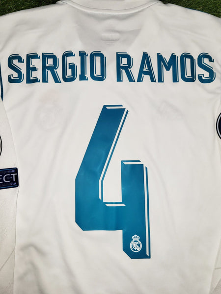 Ramos Real Madrid 2017 2018 UEFA FINAL Long Sleeve Soccer Jersey Shirt M SKU# B31106 Adidas
