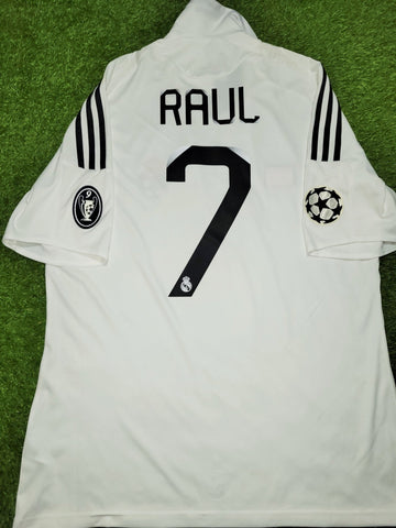 Raul Real Madrid 2008 2009 UEFA Home Soccer Jersey Shirt L SKU# 051101 AZB001 Adidas