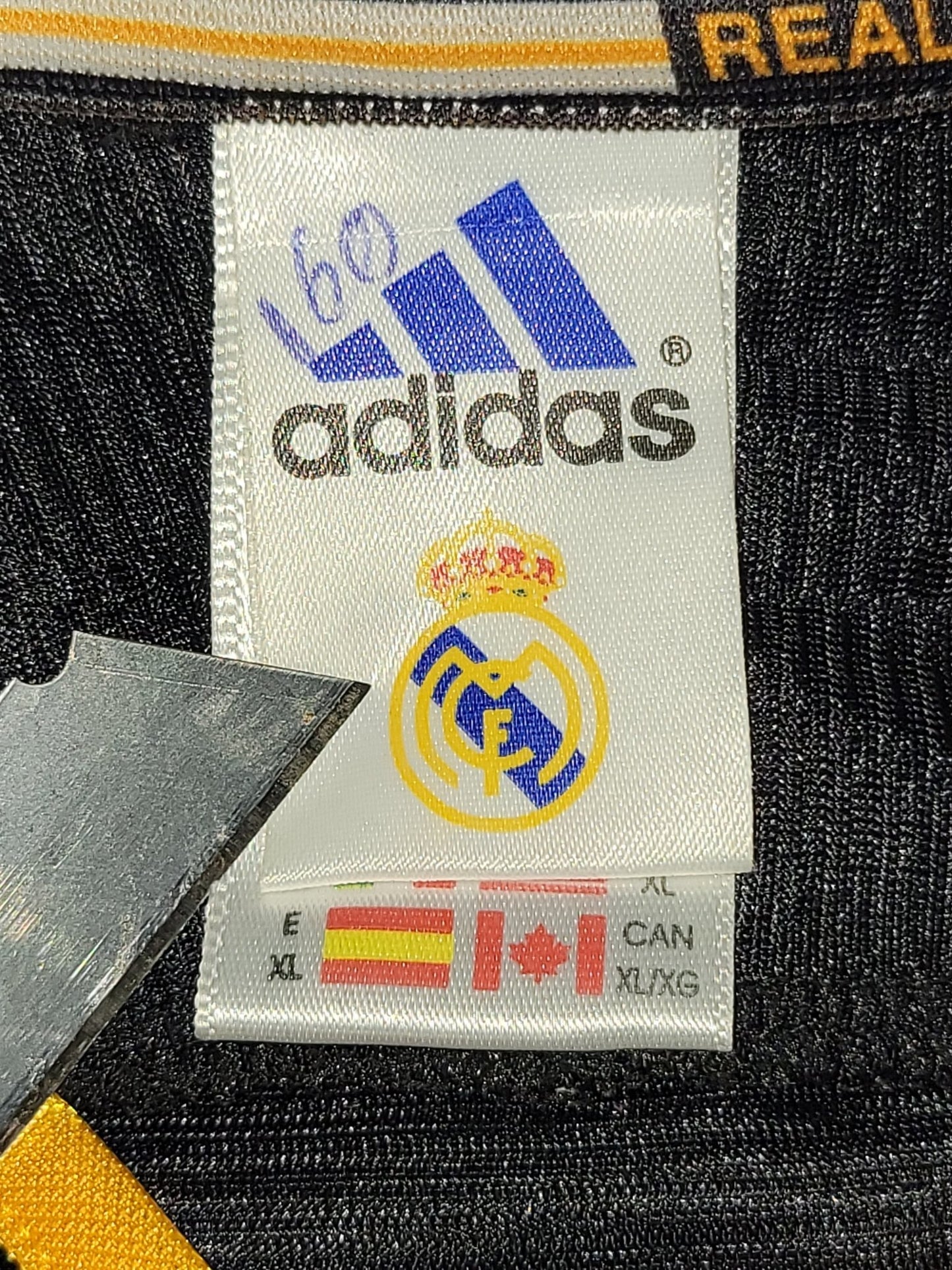 Redondo Real Madrid Black Away UEFA FINAL 1999 2000 Soccer Jersey XL SKU# 627113 ASR001/02 Adidas