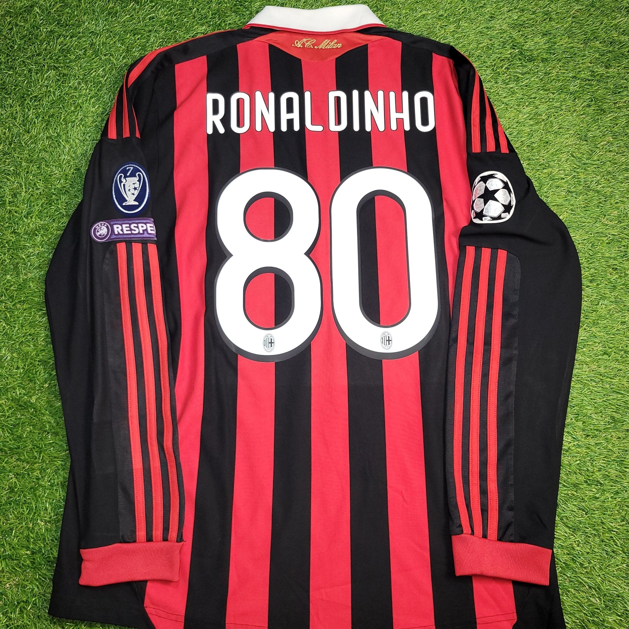 Ronaldinho AC Milan 2009 2010 UEFA Long Sleeve Soccer Jersey Ronaldinho AC Milan 2009 2010 UEFA Long Sleeve Soccer Jersey