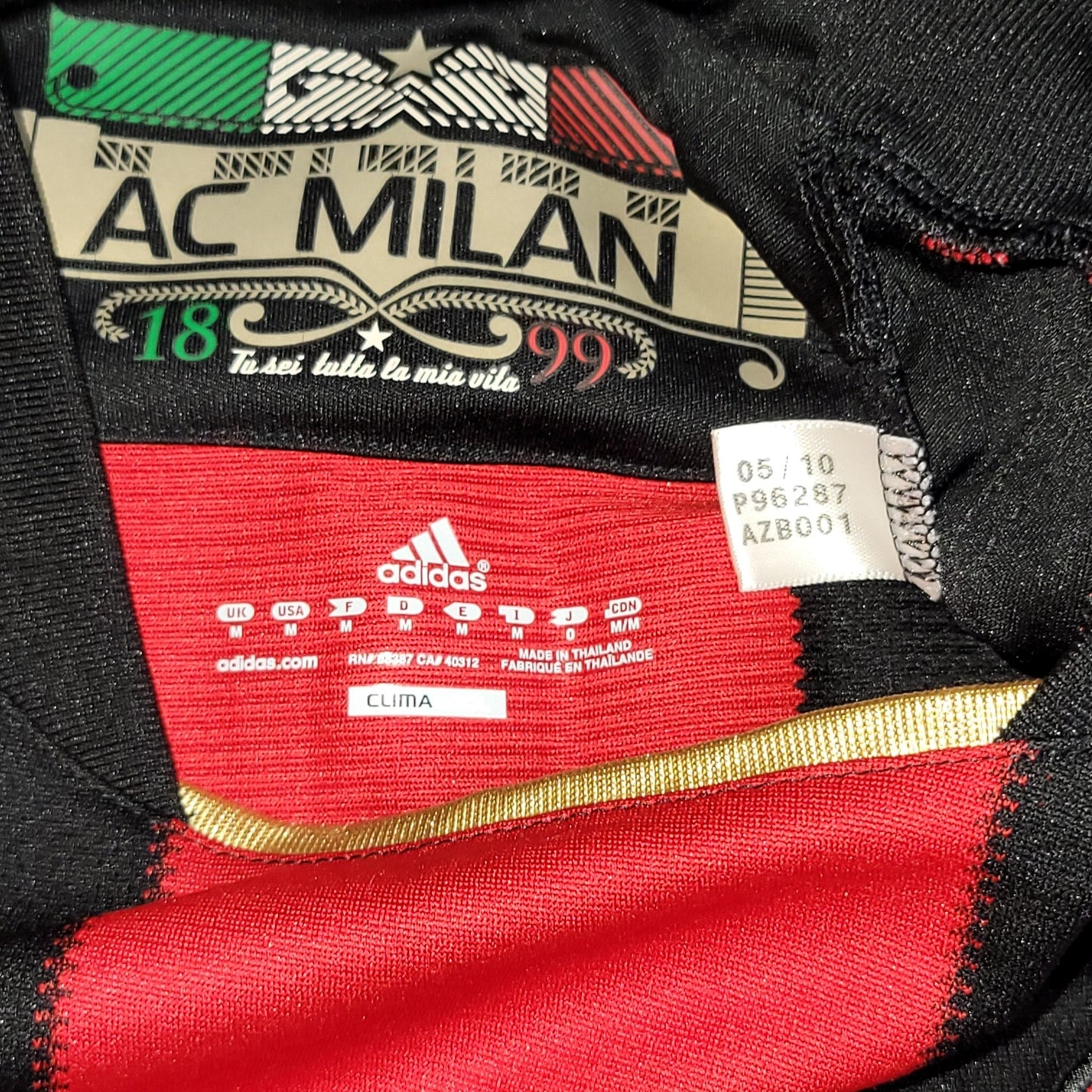 Ronaldinho AC Milan 2010 2011 Home Long Sleeve Soccer Jersey Shirt M SKU# P96287 Adidas
