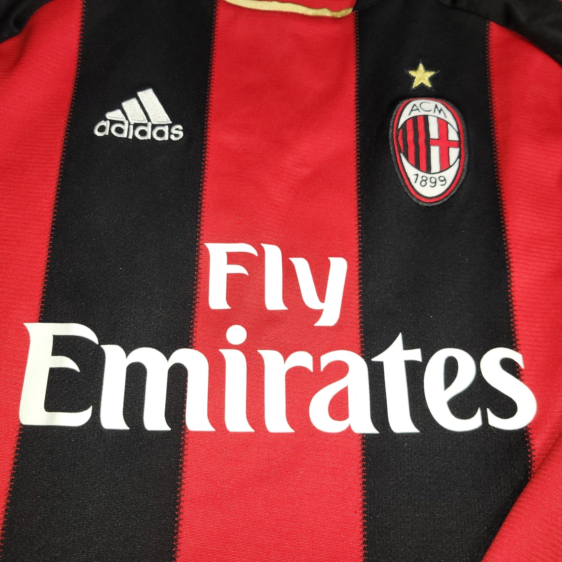 Ronaldinho AC Milan 2010 2011 Home Long Sleeve Soccer Jersey Shirt M SKU# P96287 Adidas