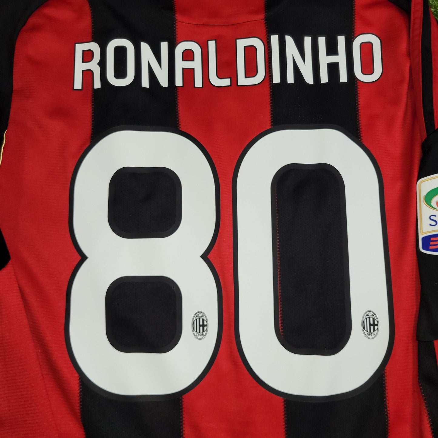 Ronaldinho AC Milan 2010 2011 Home Long Sleeve Soccer Jersey Shirt M SKU# P96287 Adidas