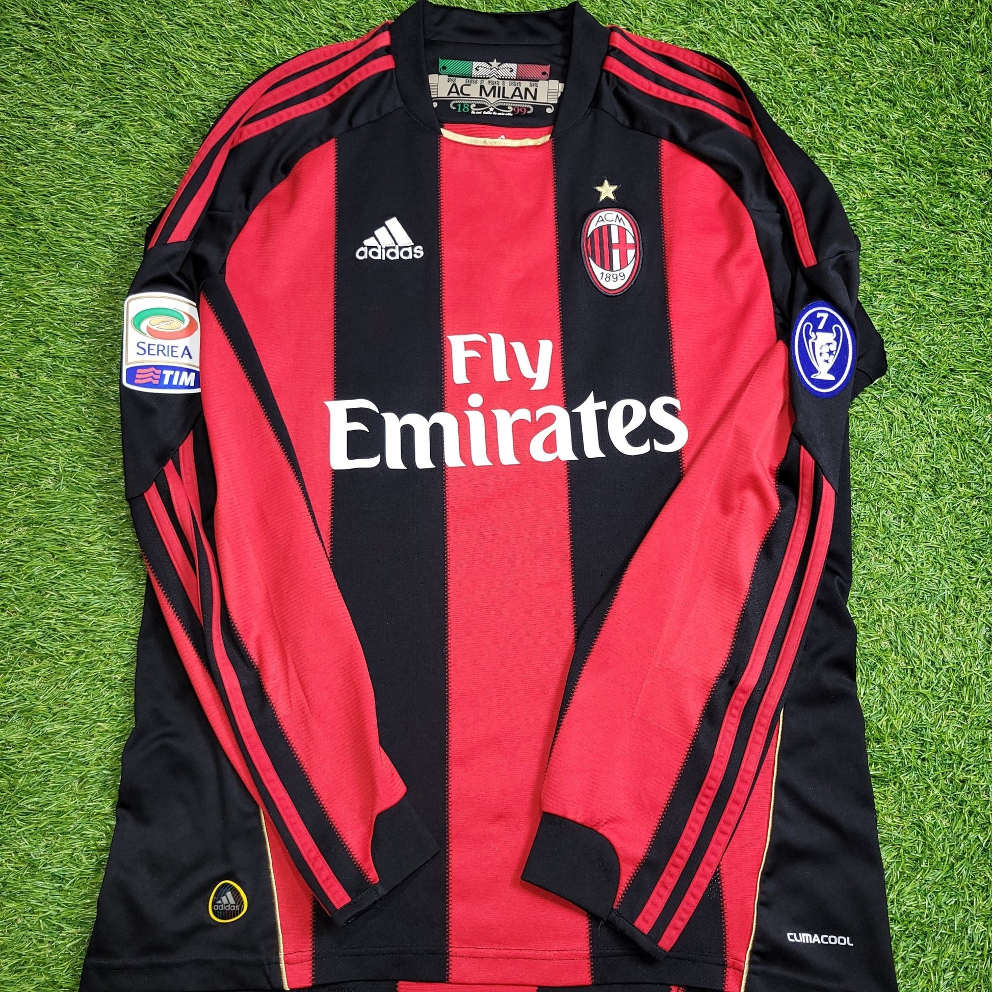 Ronaldinho AC Milan 2010 2011 Home Long Sleeve Soccer Jersey Shirt M SKU# P96287 Adidas