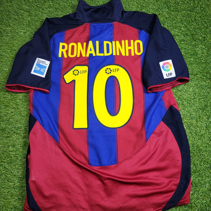 Ronaldinho Barcelona 2003 2004 DEBUT SEASON Soccer Jersey Shirt L SKU# 112586 Nike