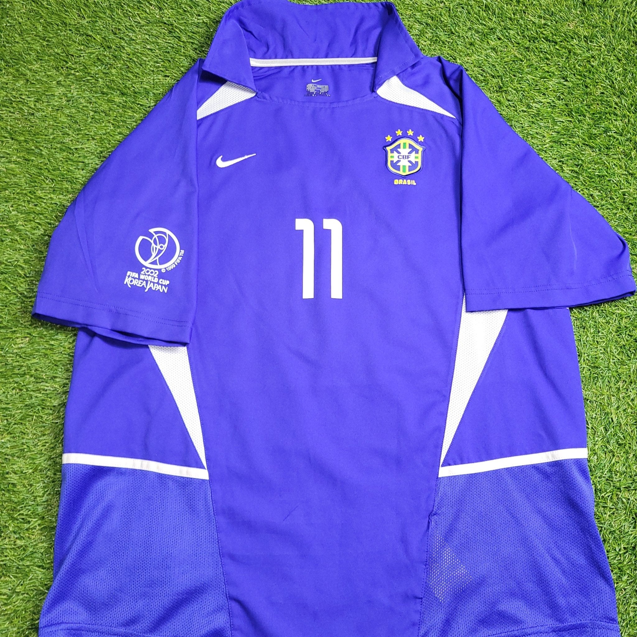 Ronaldinho Brazil 2002 WORLD CUP Away Soccer Jersey Shirt L