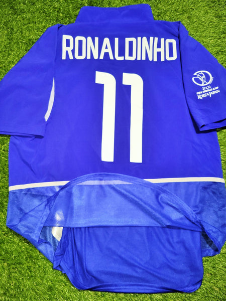 Ronaldinho Brazil 2002 WORLD CUP PLAYER ISSUE Away Soccer Jersey Shirt L SKU# S20901TIC 182263 foreversoccerjerseys