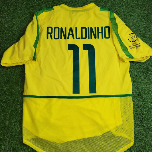 Ronaldinho Brazil 2002 WORLD CUP PLAYER ISSUE Soccer Home Jersey Shirt M SKU 182264 Nike