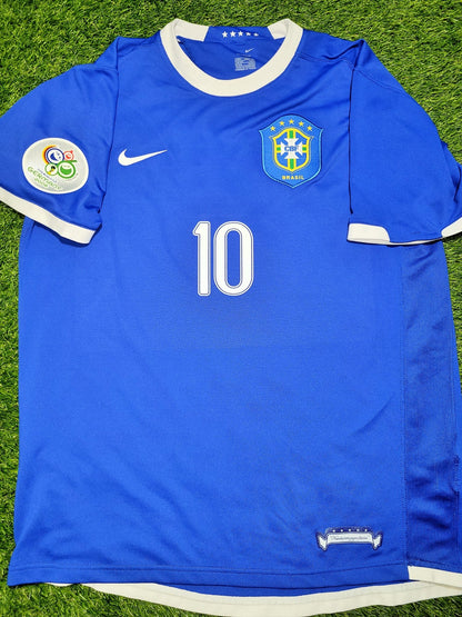 Ronaldinho Brazil 2006 World Cup Blue Away Soccer Jersey Shirt L SKU# S6DHA 103890 Nike