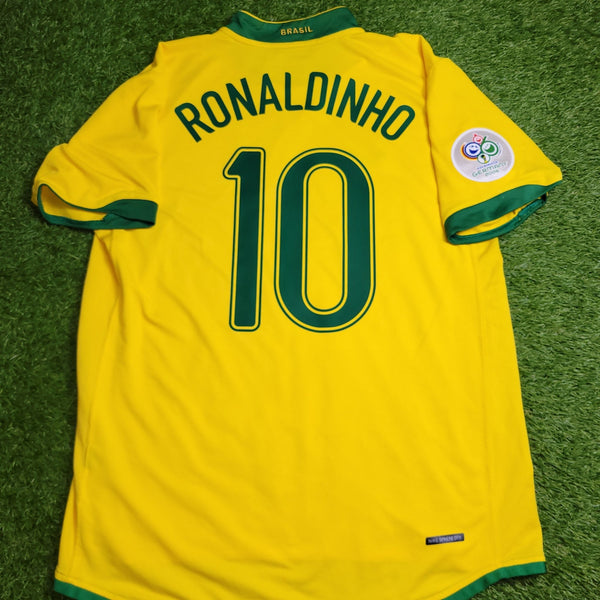 Ronaldinho Brazil 2006 World Cup Home Soccer Jersey Shirt L SKU 10388 ronaldinho-brazil-2006-world-cup-home-soccer-jersey-shirt-l-sku-10388
