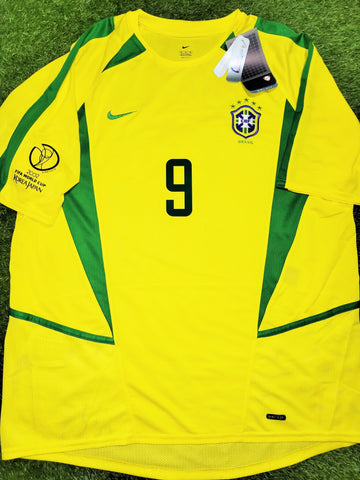 Ronaldo Brazil 2002 WORLD CUP Soccer Home Jersey Shirt BNWT M SKU# 113373-729 Nike
