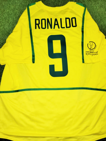 Ronaldo Brazil 2002 WORLD CUP Soccer Home Jersey Shirt XL Nike