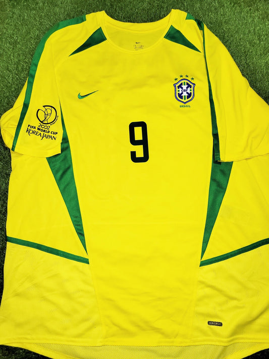 Ronaldo Brazil 2002 WORLD CUP Soccer Home Jersey Shirt XL Nike