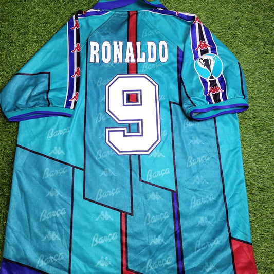 Ronaldo Kappa Barcelona UEFA CUP FINAL 1996 1997 Away Soccer Jersey Shirt XL kappa