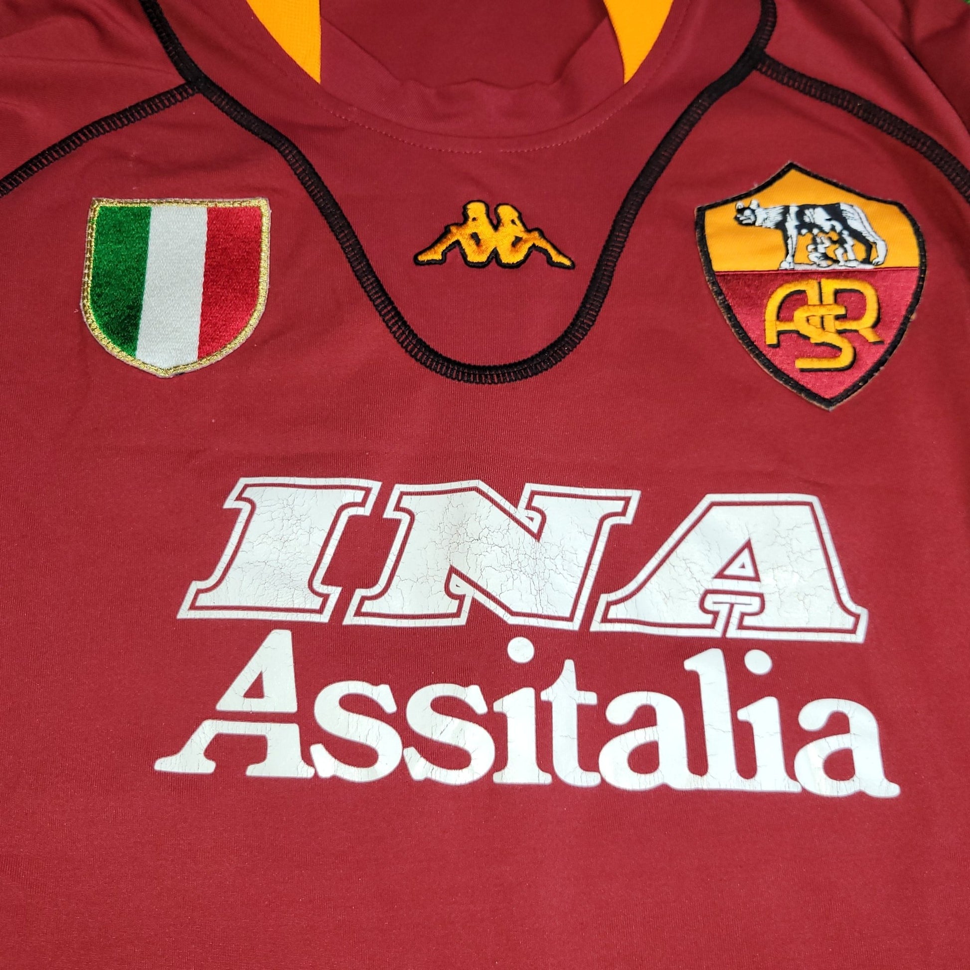 Totti As Roma Kappa 2001 2002 Home Long Sleeve Soccer Jersey Shirt L Kappa
