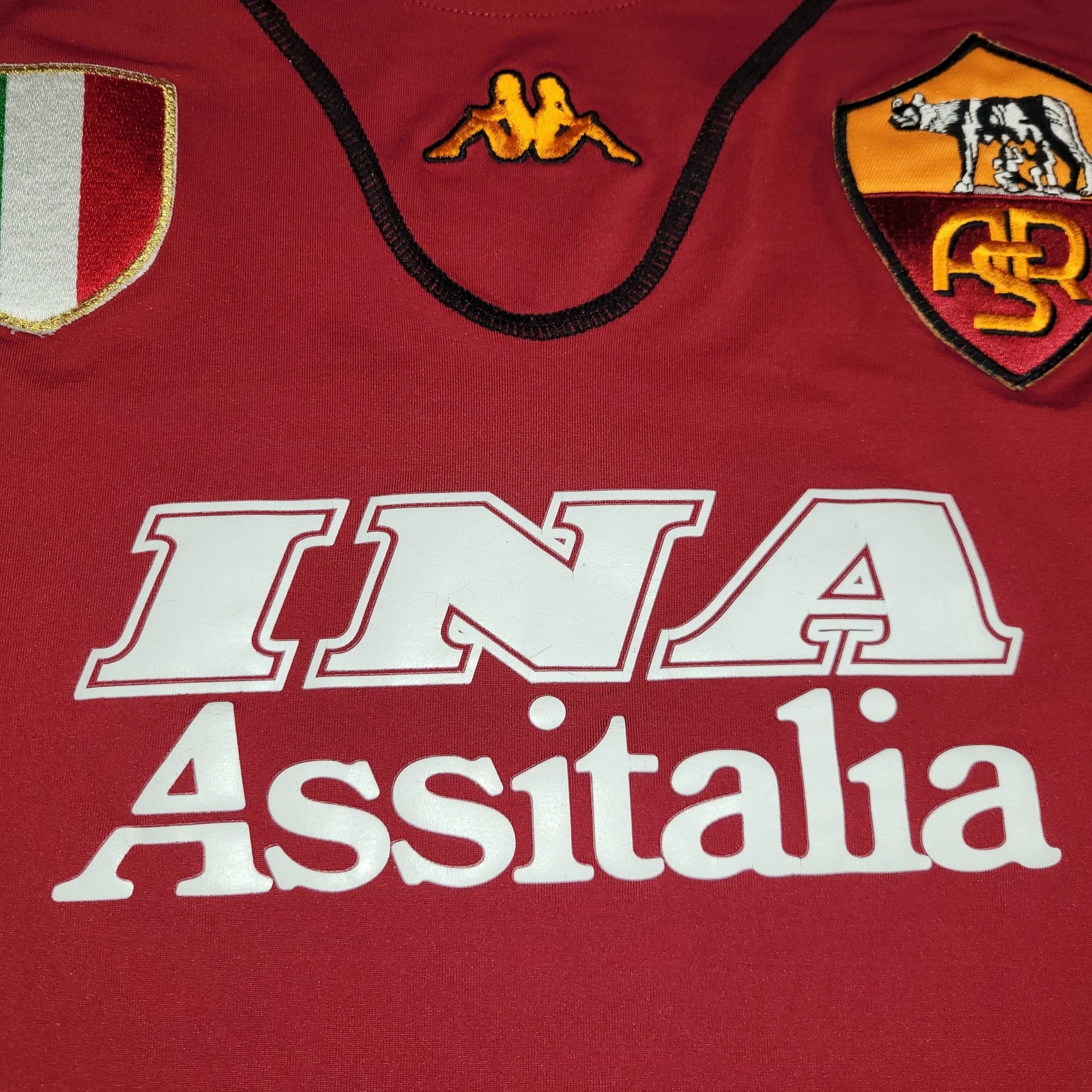 Totti As Roma Kappa 2001 2002 Home Long Sleeve Soccer Jersey Shirt XL Kappa