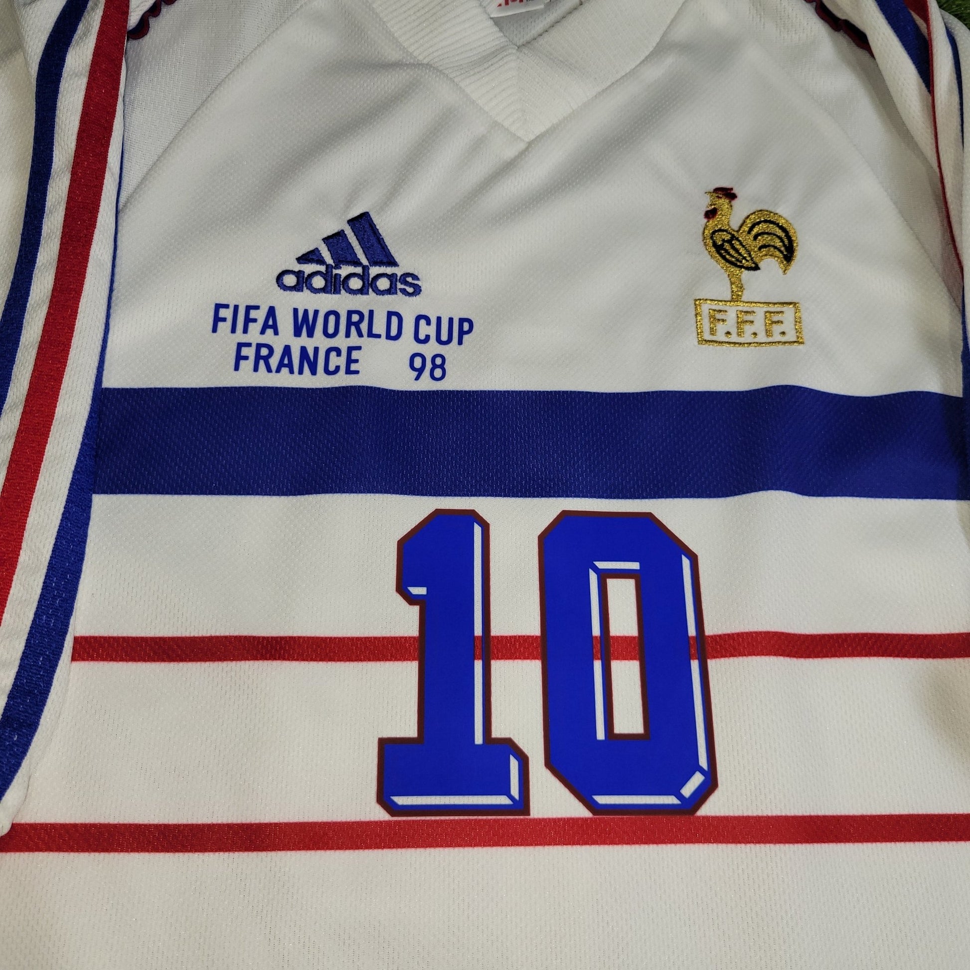 Zidane France 1998 WORLD CUP Away Soccer Jersey L Adidas