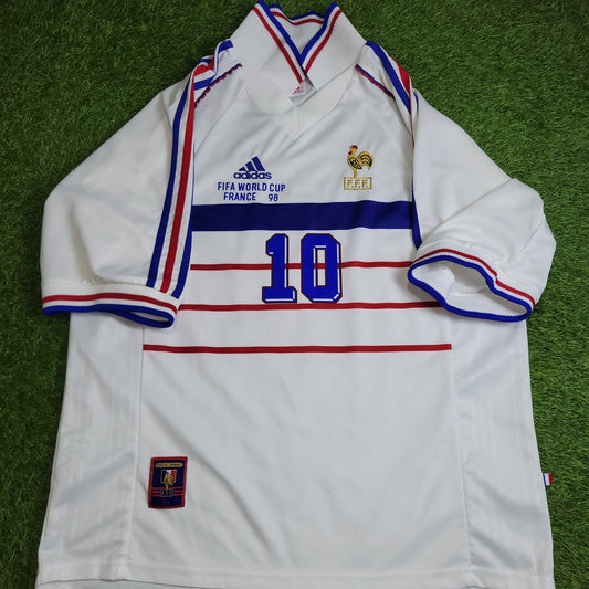 Zidane France 1998 WORLD CUP Away Soccer Jersey L Adidas