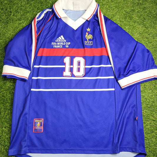 Zidane France 1998 WORLD CUP FINAL Home Soccer Jersey Shirt L SKU 693254 Adidas