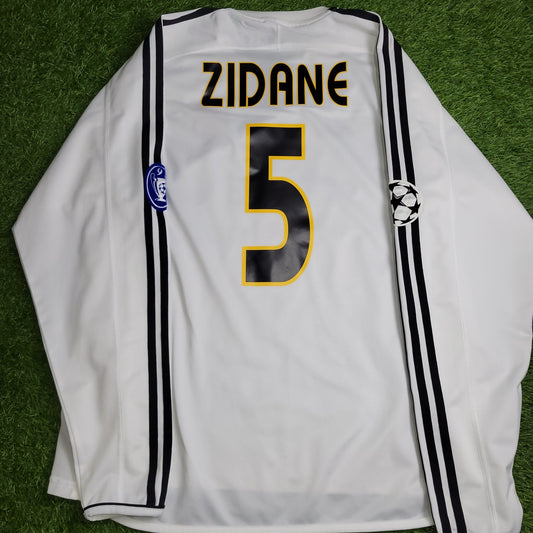 Zidane Real Madrid 2003 2004 UEFA Long Sleeve Soccer Jersey Shirt L SKU 913869 ASR001 Adidas