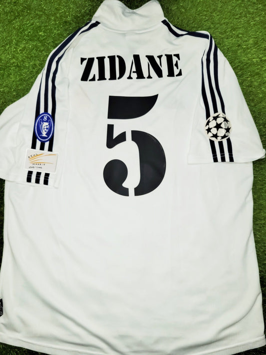 Zidane Real Madrid Centenary 2001 2002 UEFA Soccer Jersey Shirt L SKU# 134748 ASR001 Adidas