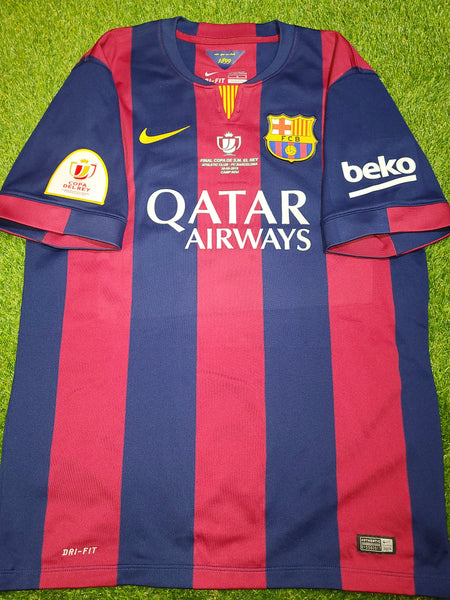 Iniesta Barcelona 2014 2015 COPA DEL REY FINAL TREBLE SEASON Jersey Shirt Camiseta L SKU#  610594-422