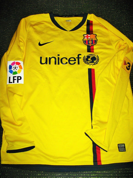Iniesta Barcelona MATCH WORN 2008 2009 Yellow Long Sleeve Jersey Shirt Camiseta M - foreversoccerjerseys