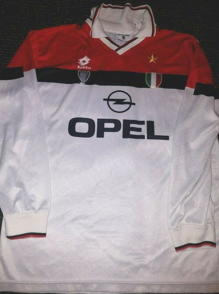AC Milan Lotto Long Sleeve 1994 1995 White Jersey Maglia Shirt XL - foreversoccerjerseys