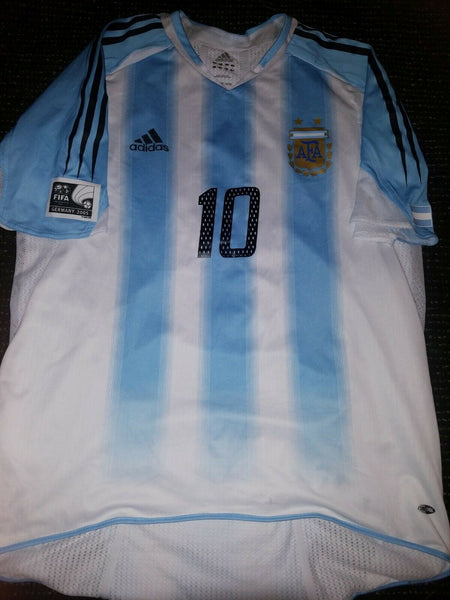 Aimar Argentina 2005 CONFEDERATIONS CUP MATCH WORN Jersey Camiseta L - foreversoccerjerseys