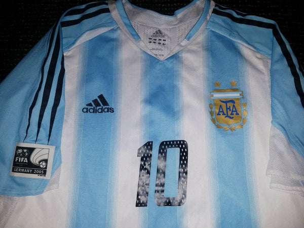 Aimar Argentina 2005 CONFEDERATIONS CUP MATCH WORN Jersey Camiseta L - foreversoccerjerseys