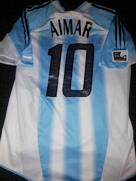 Aimar Argentina 2005 CONFEDERATIONS CUP MATCH WORN Jersey Camiseta L - foreversoccerjerseys