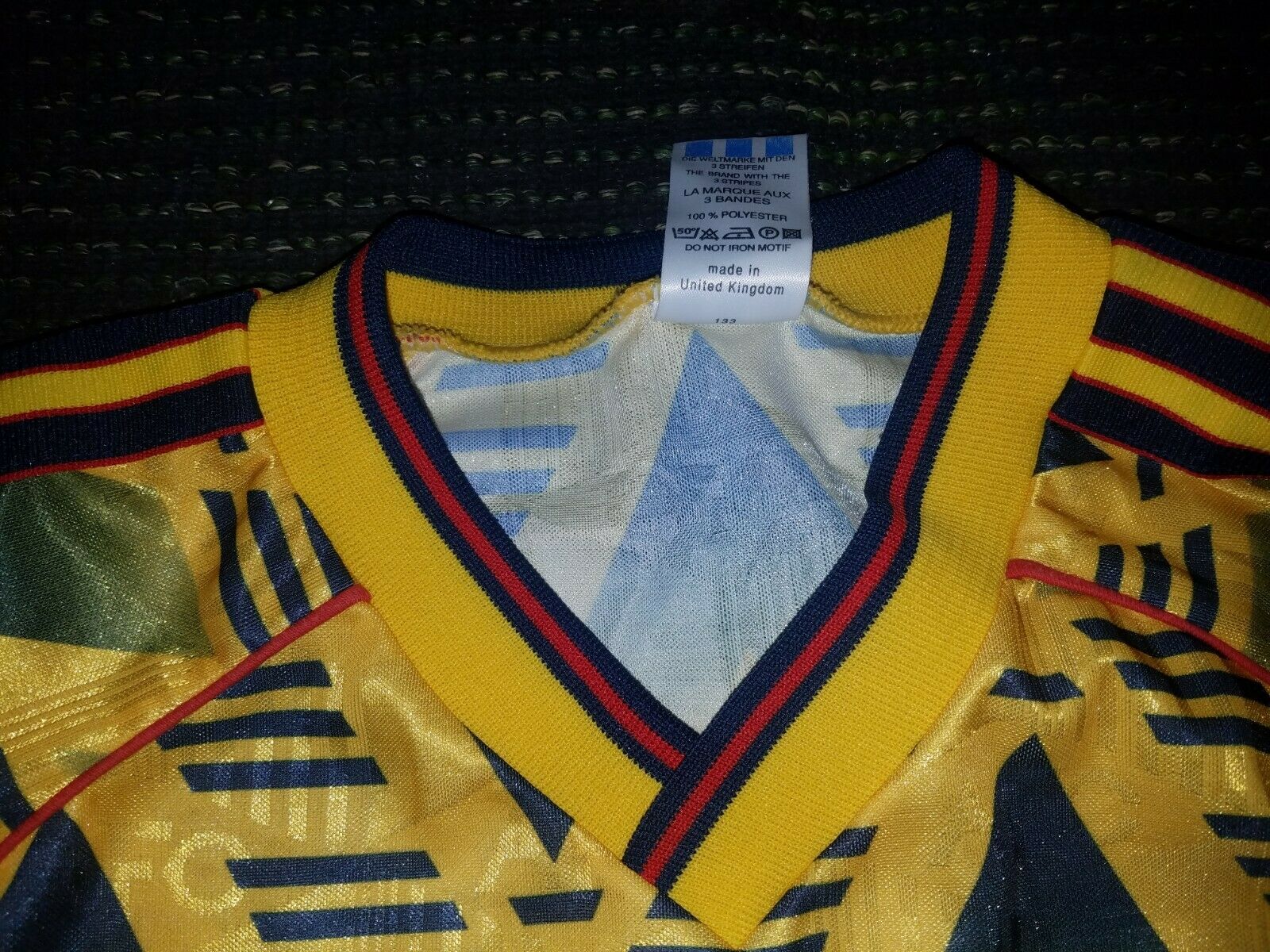 Arsenal Adidas JVC 1991 1992 1993 BRUISED BANANA Jersey Shirt L - foreversoccerjerseys