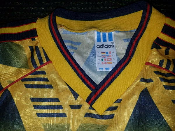 Arsenal Adidas JVC 1991 1992 1993 BRUISED BANANA Jersey Shirt L - foreversoccerjerseys