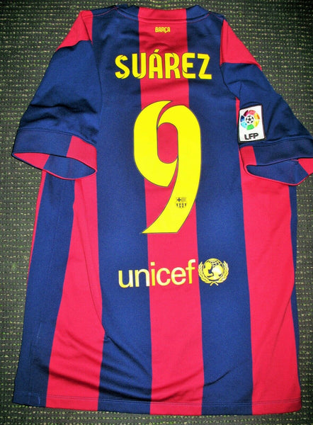 Authentic Suarez Barcelona 2014 2015 TREBLE Jersey Shirt Camiseta Uruguay M - foreversoccerjerseys