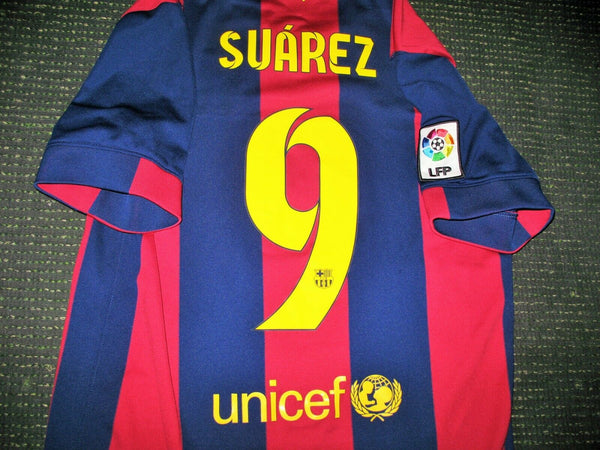 Authentic Suarez Barcelona 2014 2015 TREBLE Jersey Shirt Camiseta Uruguay M - foreversoccerjerseys